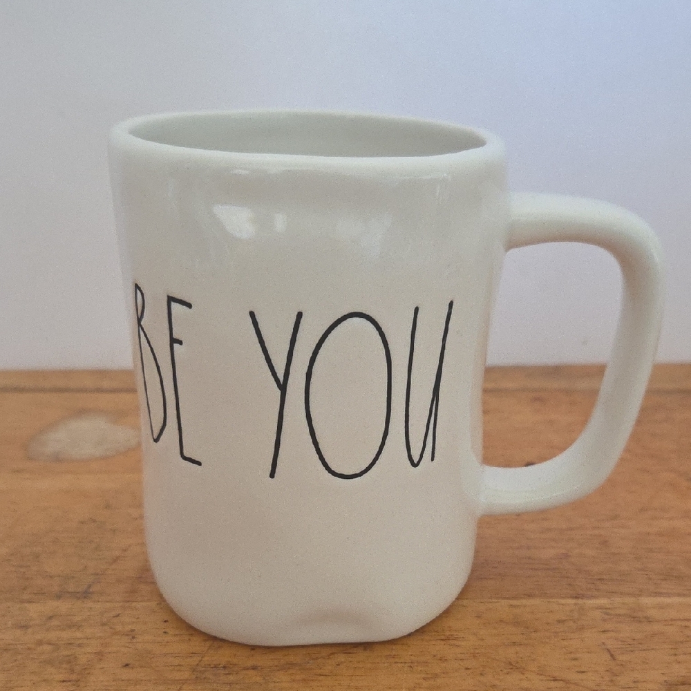 Rae Dunn Cream Mug with 'BE YOU' Text